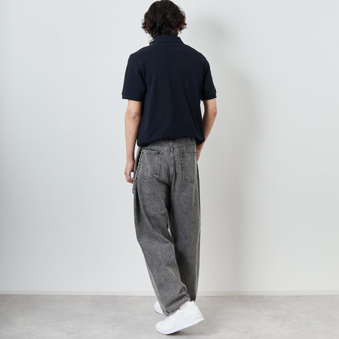 FRED PERRY [フレッドペリー] 鹿の子ポロシャツ [M6000] 608 NAVY&&モデル身長：179cm 着用サイズ：L&&