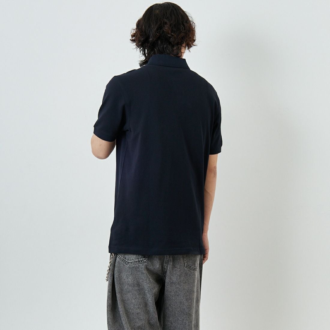 FRED PERRY [フレッドペリー] 鹿の子ポロシャツ [M6000] 608 NAVY&&モデル身長：179cm 着用サイズ：L&&