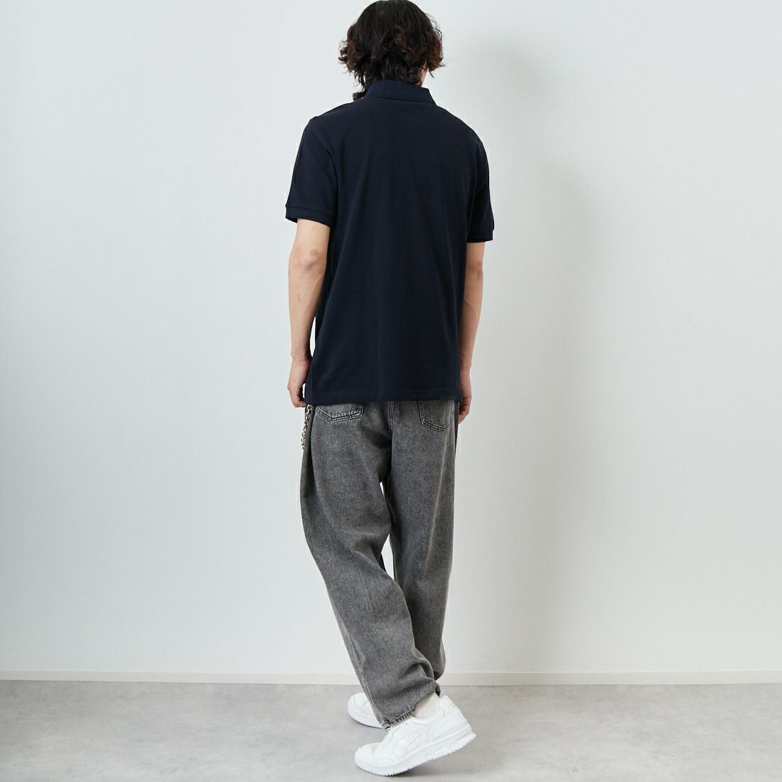 FRED PERRY [フレッドペリー] 鹿の子ポロシャツ [M6000] 608 NAVY&&モデル身長：179cm 着用サイズ：L&&