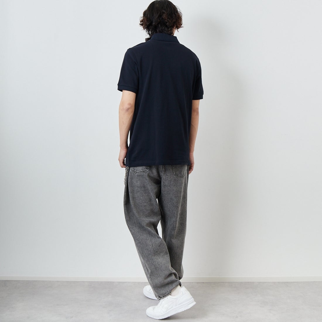 FRED PERRY [フレッドペリー] 鹿の子ポロシャツ [M6000] 608 NAVY&&モデル身長：179cm 着用サイズ：L&&