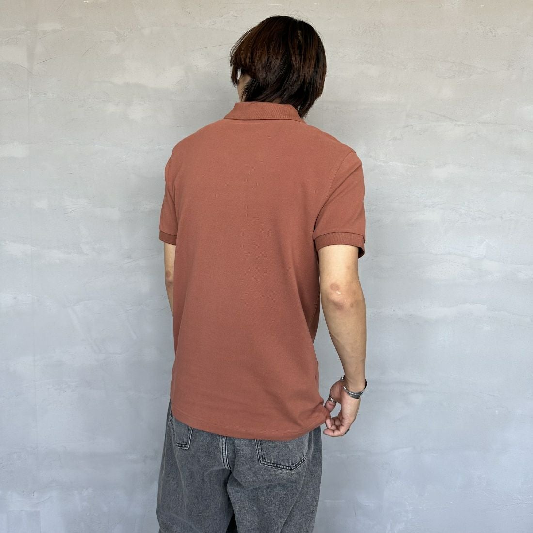 FRED PERRY [フレッドペリー] 鹿の子ポロシャツ [M6000] Y52 CINNAM &&モデル身長：179cm 着用サイズ：M&&