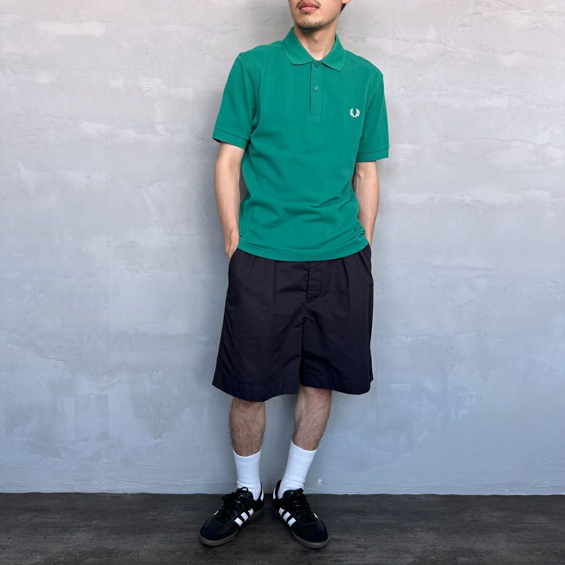 FRED PERRY [フレッドペリー] 鹿の子ポロシャツ [M6000] Y37 LABEL &&モデル身長：168cm 着用サイズ：M&&