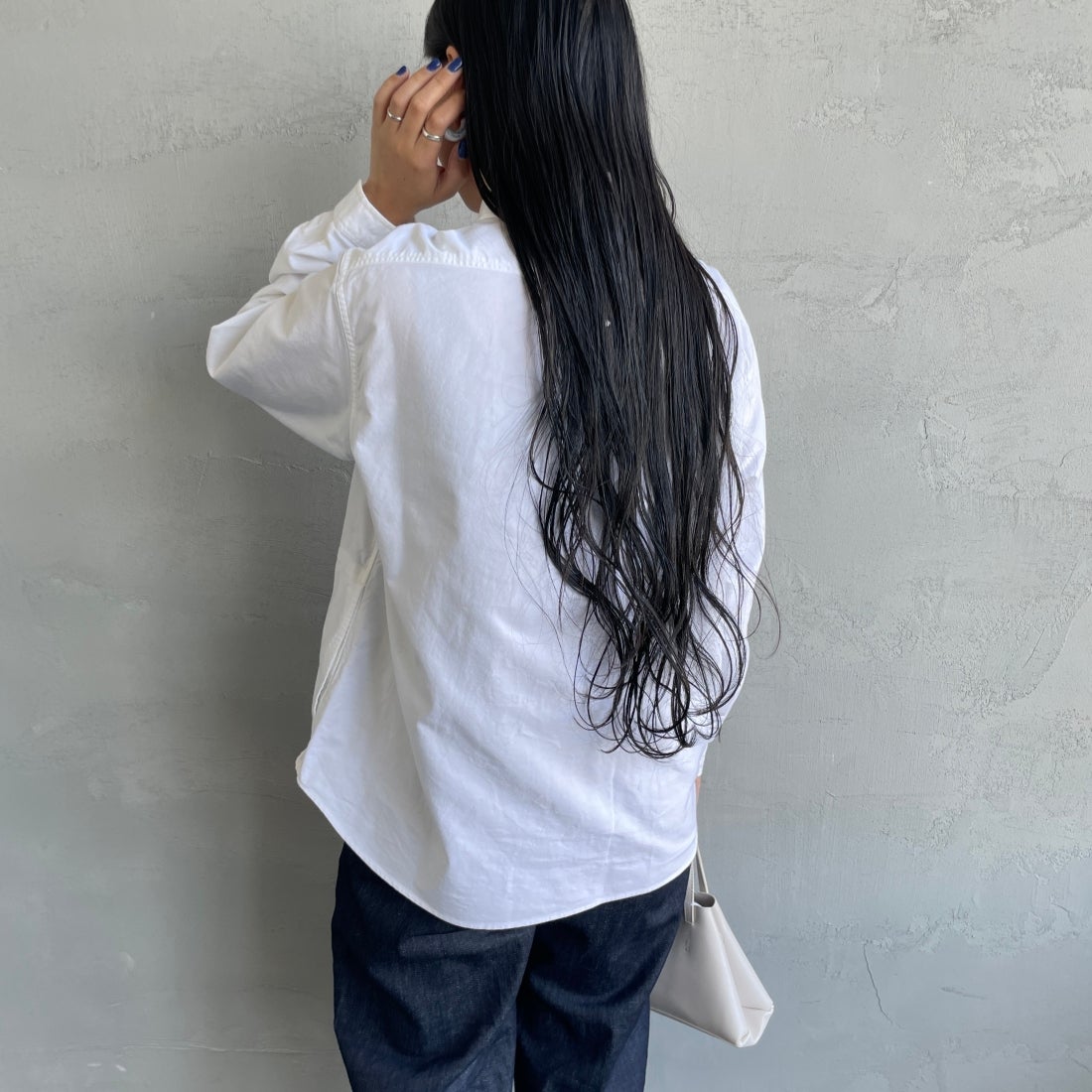 DANTON [ダントン] オックスフォード ラウンドカラーシャツ [DT-B0281SOX] WHITE &&モデル身長：156cm 着用サイズ：36&&