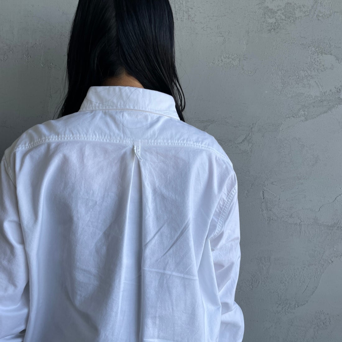 DANTON [ダントン] オックスフォード ラウンドカラーシャツ [DT-B0281SOX] WHITE &&モデル身長：156cm 着用サイズ：36&&