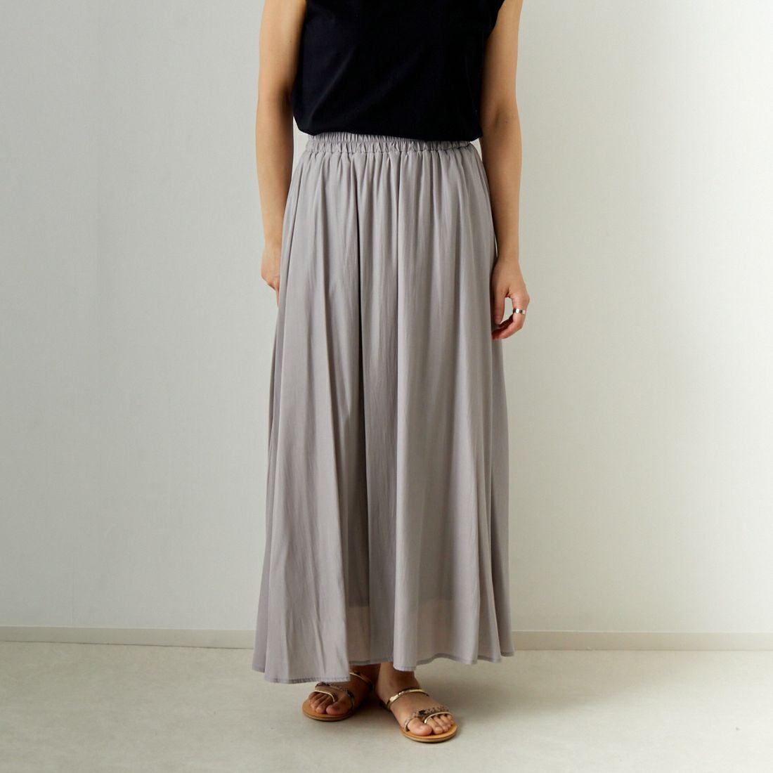 Jf Ready Made [ジェイエフレディメイド] エアリースカート [963-27201] 07 Lｸﾞﾚｰ &&モデル身長：160cm 着用サイズ：F&&