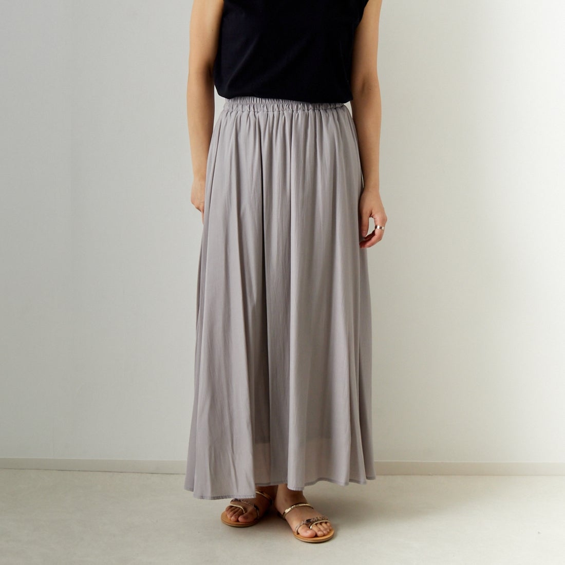 Jf Ready Made [ジェイエフレディメイド] エアリースカート [963-27201] 07 Lｸﾞﾚｰ &&モデル身長：160cm 着用サイズ：F&&