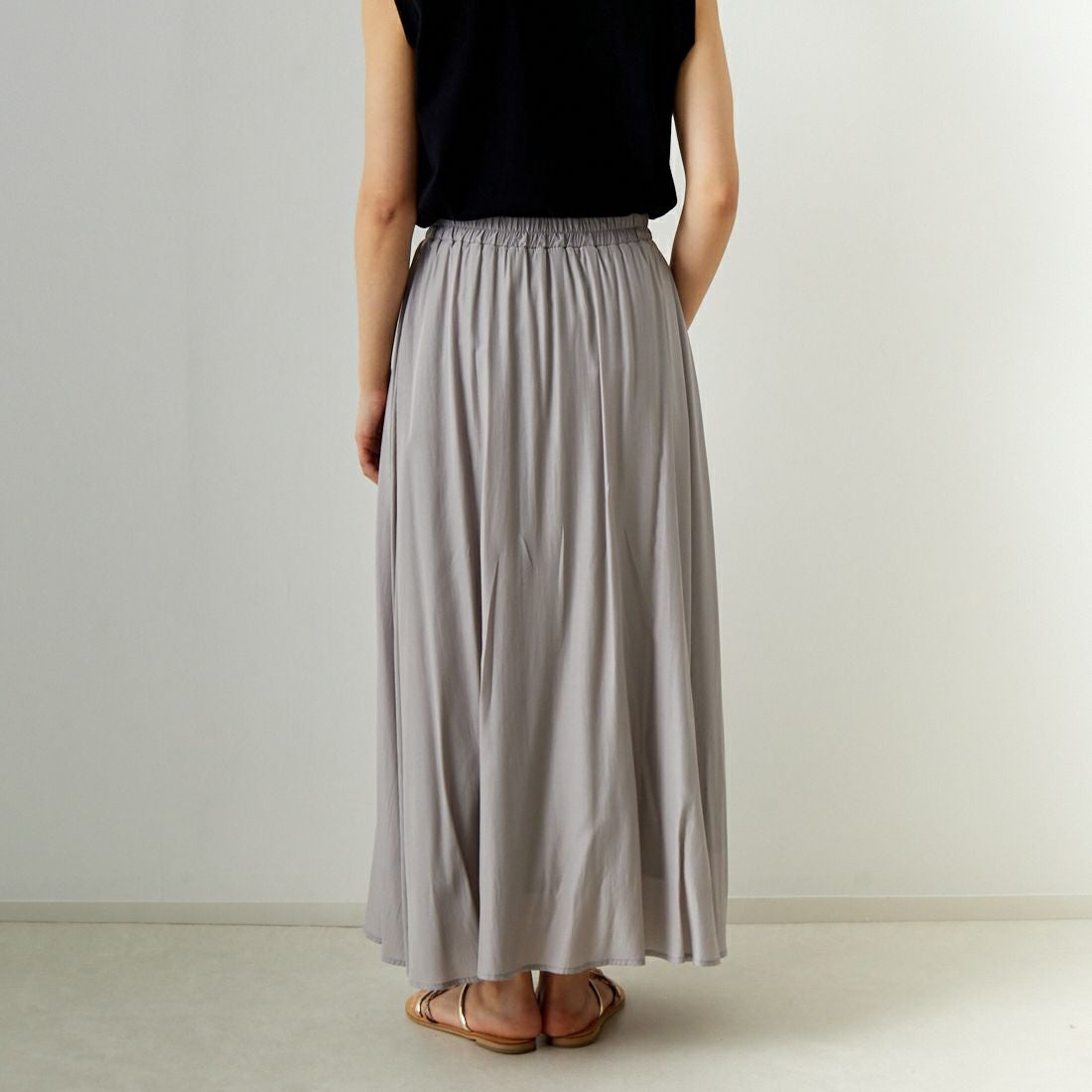 Jf Ready Made [ジェイエフレディメイド] エアリースカート [963-27201] 45 ﾌﾞﾗｳﾝ &&モデル身長：160cm 着用サイズ：F&&