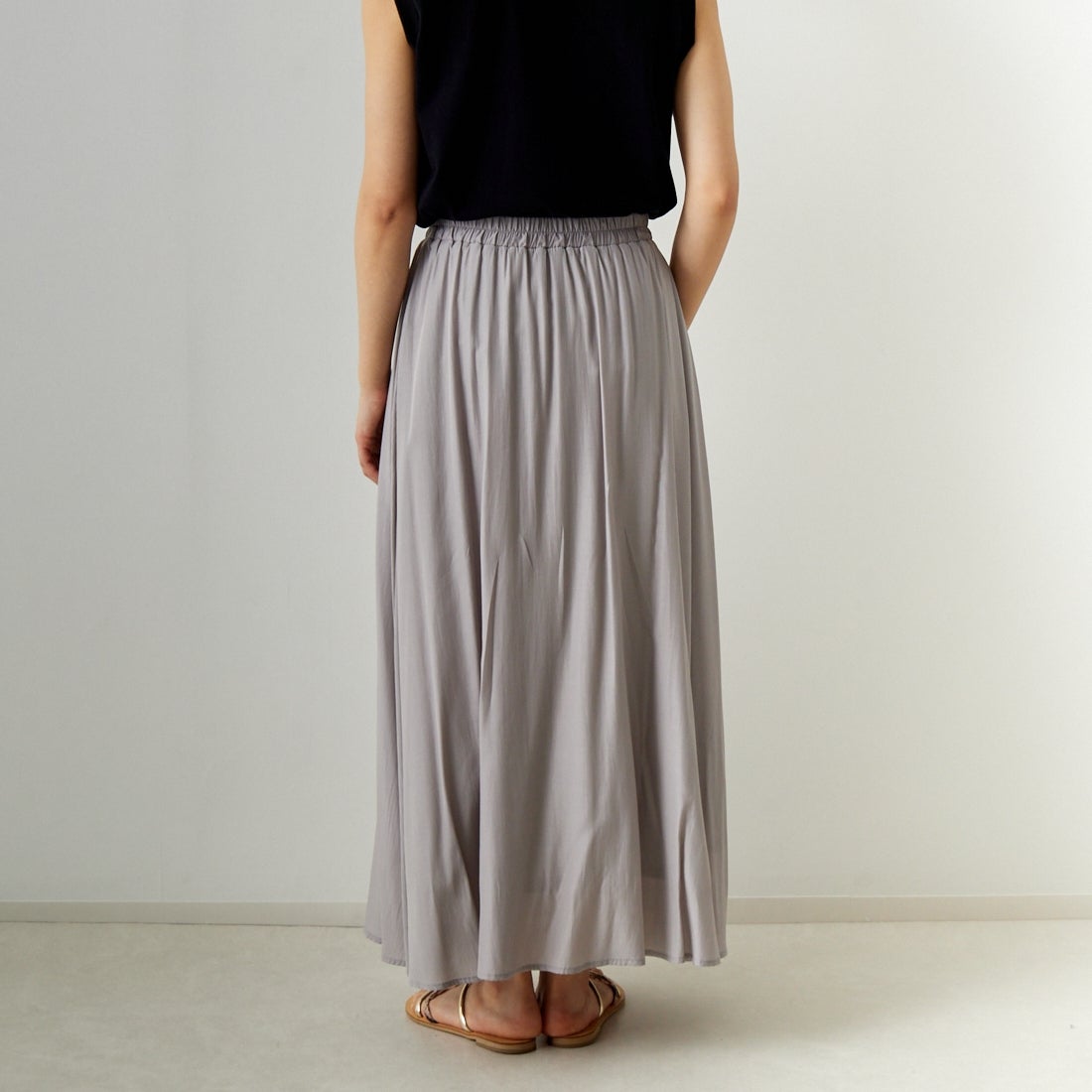 Jf Ready Made [ジェイエフレディメイド] エアリースカート [963-27201] 45 ﾌﾞﾗｳﾝ &&モデル身長：160cm 着用サイズ：F&&