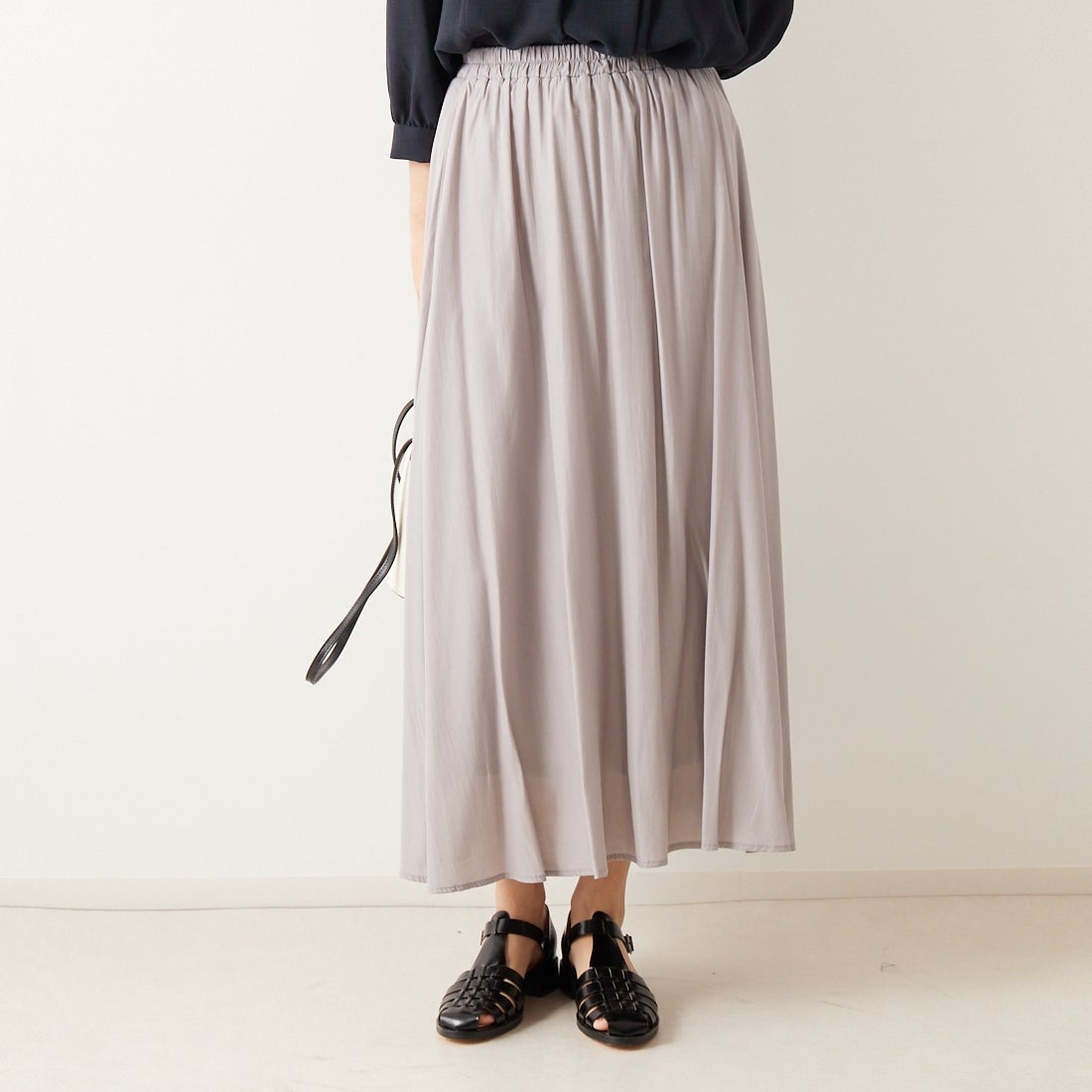 Jf Ready Made [ジェイエフレディメイド] エアリースカート [963-27201] 07 Lｸﾞﾚｰ &&モデル身長：160cm 着用サイズ：F&&