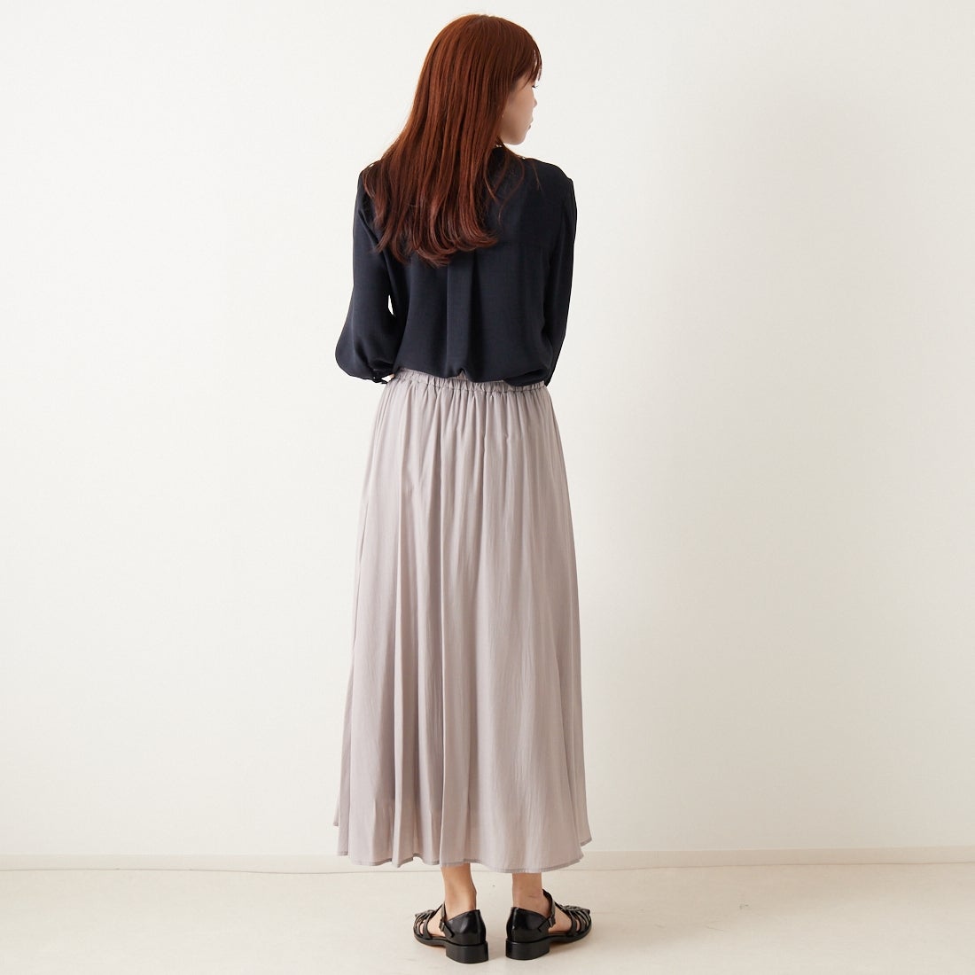 Jf Ready Made [ジェイエフレディメイド] エアリースカート [963-27201] 07 Lｸﾞﾚｰ &&モデル身長：167cm 着用サイズ：F&&