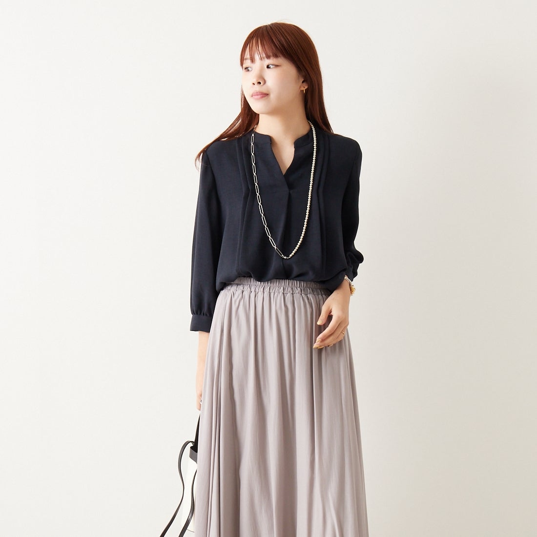 Jf Ready Made [ジェイエフレディメイド] エアリースカート [963-27201] 07 Lｸﾞﾚｰ &&モデル身長：167cm 着用サイズ：F&&