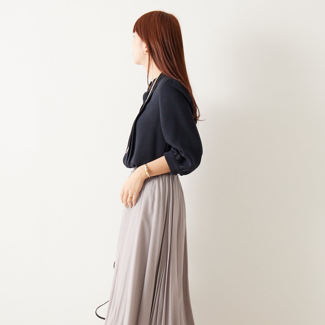 Jf Ready Made [ジェイエフレディメイド] エアリースカート [963-27201] 07 Lｸﾞﾚｰ &&モデル身長：167cm 着用サイズ：F&&