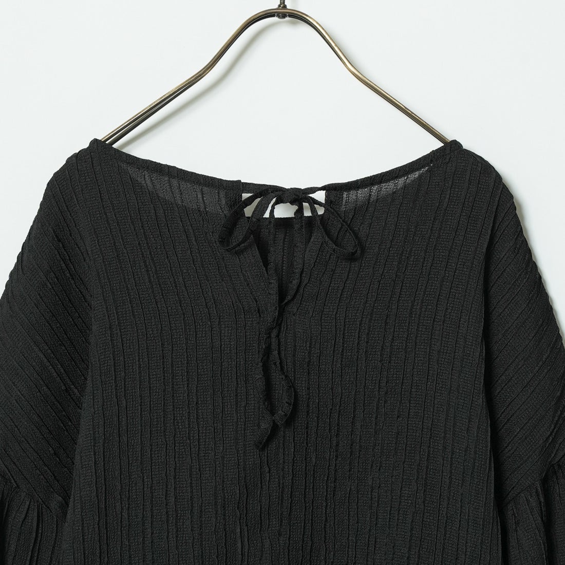 Jf Ready Made [ジェイエフレディメイド] シアーリップルバックリボンブラウス [2910309] 801 ﾌﾞﾗｯｸ
