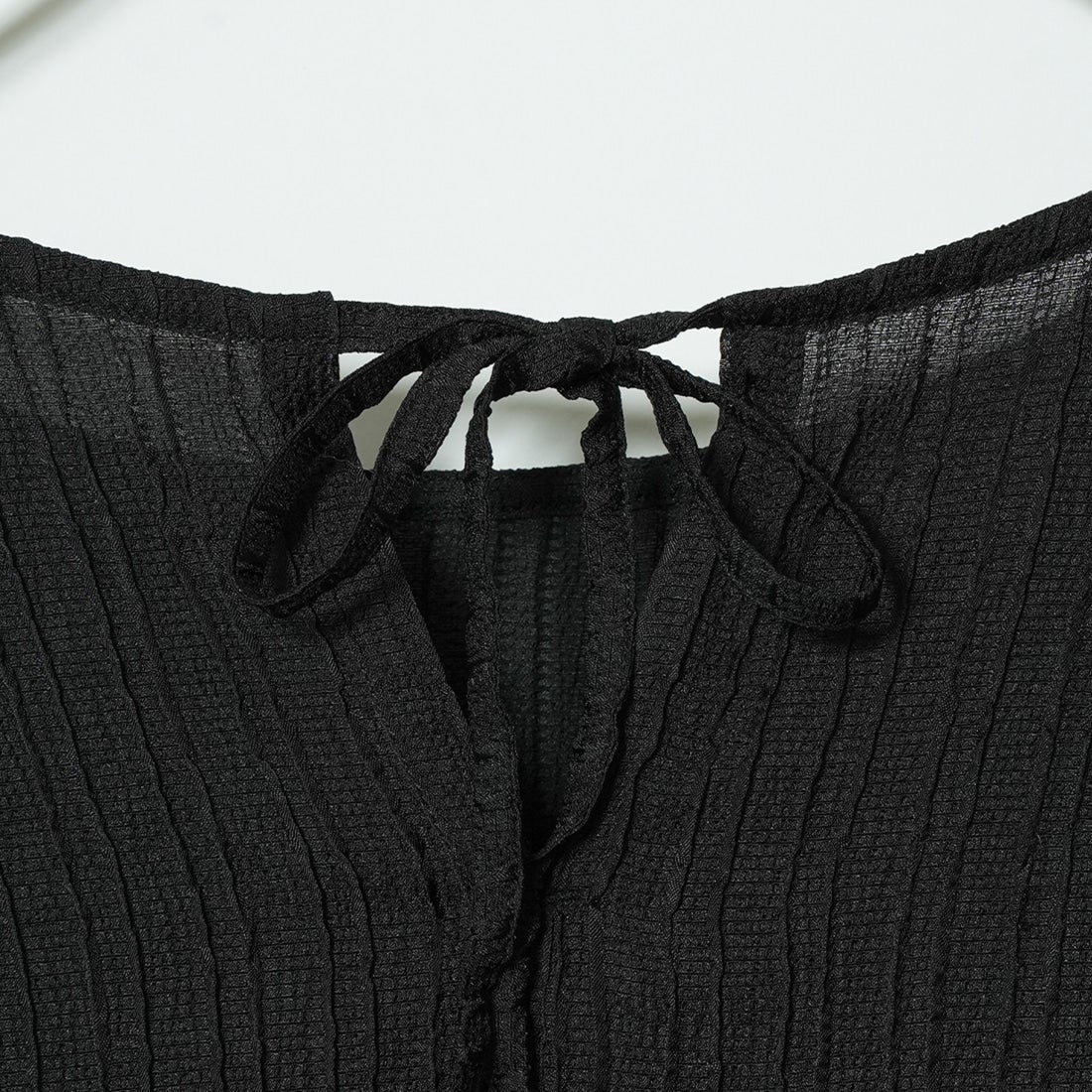 Jf Ready Made [ジェイエフレディメイド] シアーリップルバックリボンブラウス [2910309] 801 ﾌﾞﾗｯｸ