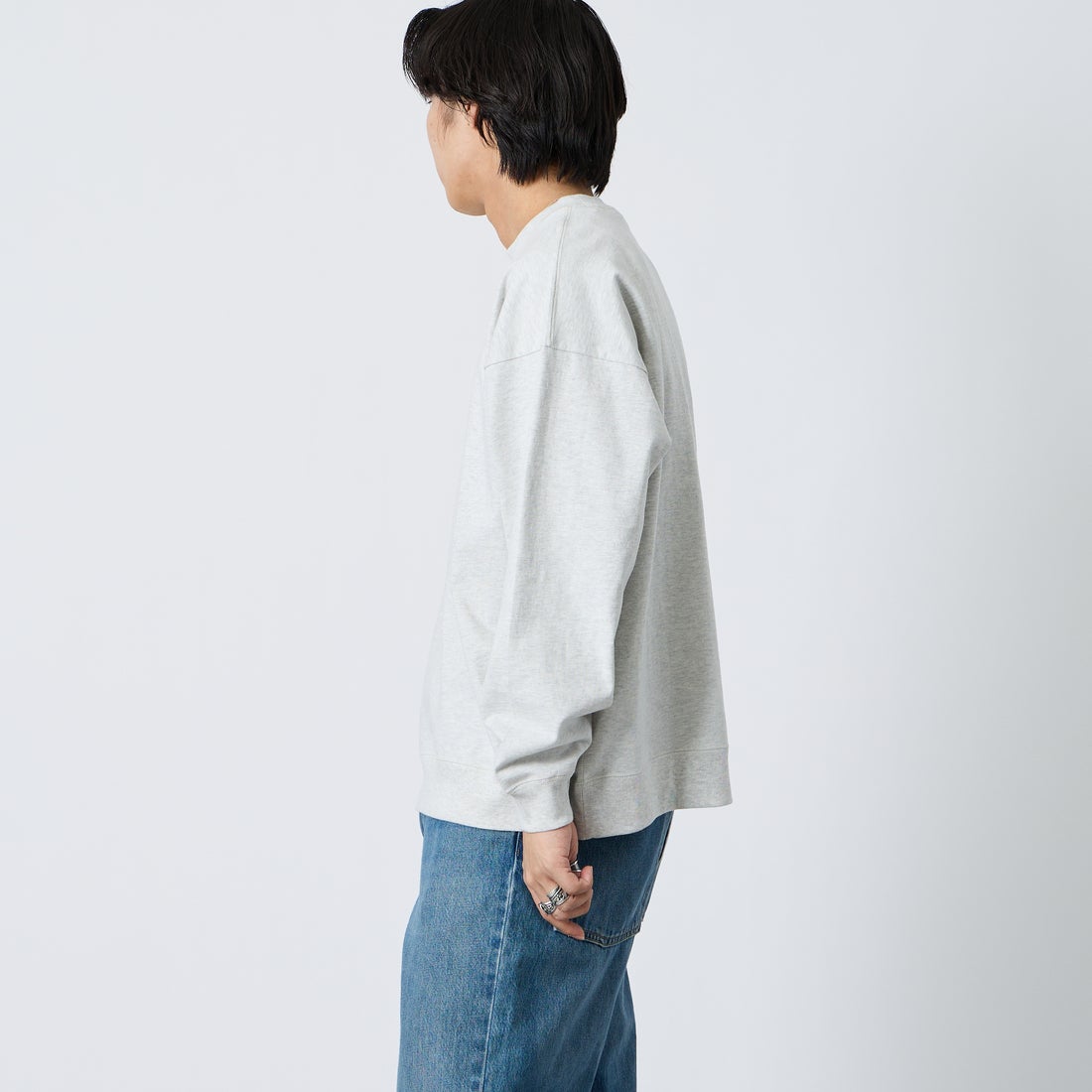 Gymphlex [ジムフレックス] ロゴ刺繍 ロングスリーブTシャツ [GY-C0102HWJ] H.LT.GREY &&モデル身長：179cm 着用サイズ：L&&