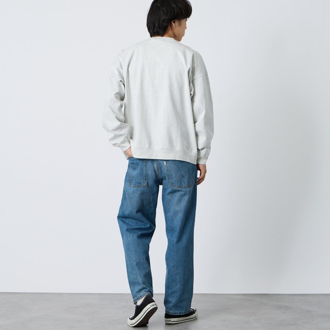 Gymphlex [ジムフレックス] ロゴ刺繍 ロングスリーブTシャツ [GY-C0102HWJ] H.LT.GREY &&モデル身長：179cm 着用サイズ：L&&