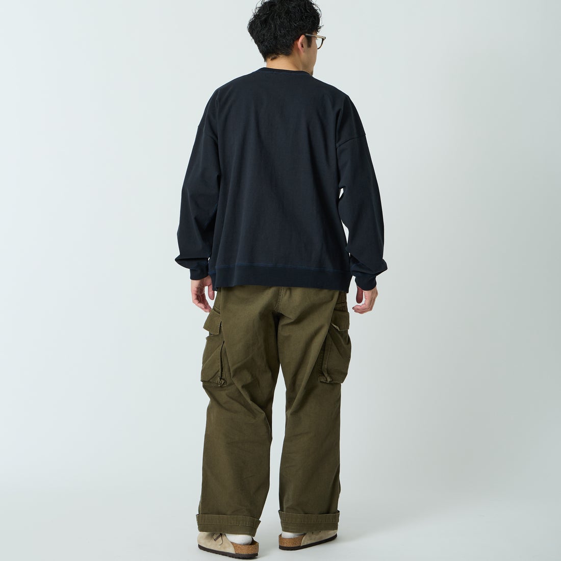 Gymphlex [ジムフレックス] ロゴ刺繍 ロングスリーブTシャツ [GY-C0102HWJ] DK.NAVY &&モデル身長：168cm 着用サイズ：L&&