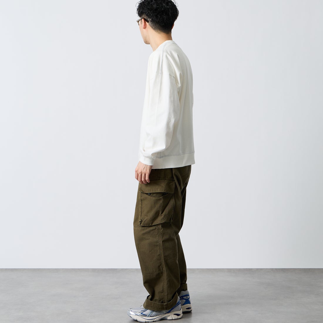Gymphlex [ジムフレックス] ロゴ刺繍 ロングスリーブTシャツ [GY-C0102HWJ] OFF WHITE &&モデル身長：168cm 着用サイズ：M&&