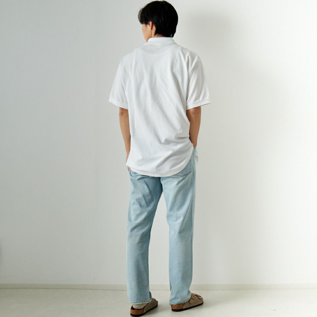 LACOSTE [ラコステ] クラシックフィット ポロシャツ [L1212] 001 WHITE &&モデル身長：179cm 着用サイズ：8&&