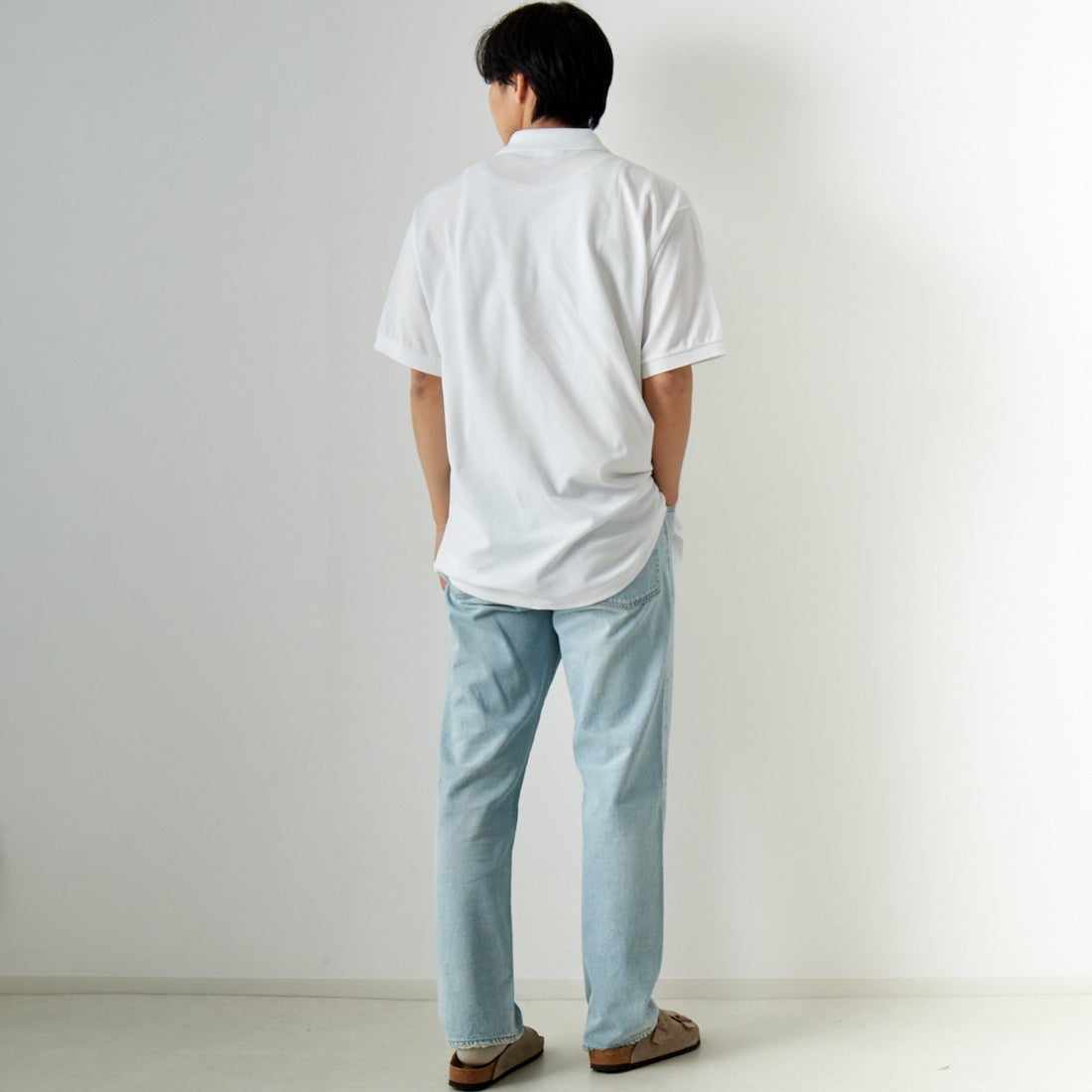 LACOSTE [ラコステ] クラシックフィット ポロシャツ [L1212] 001 WHITE &&モデル身長：179cm 着用サイズ：8&&
