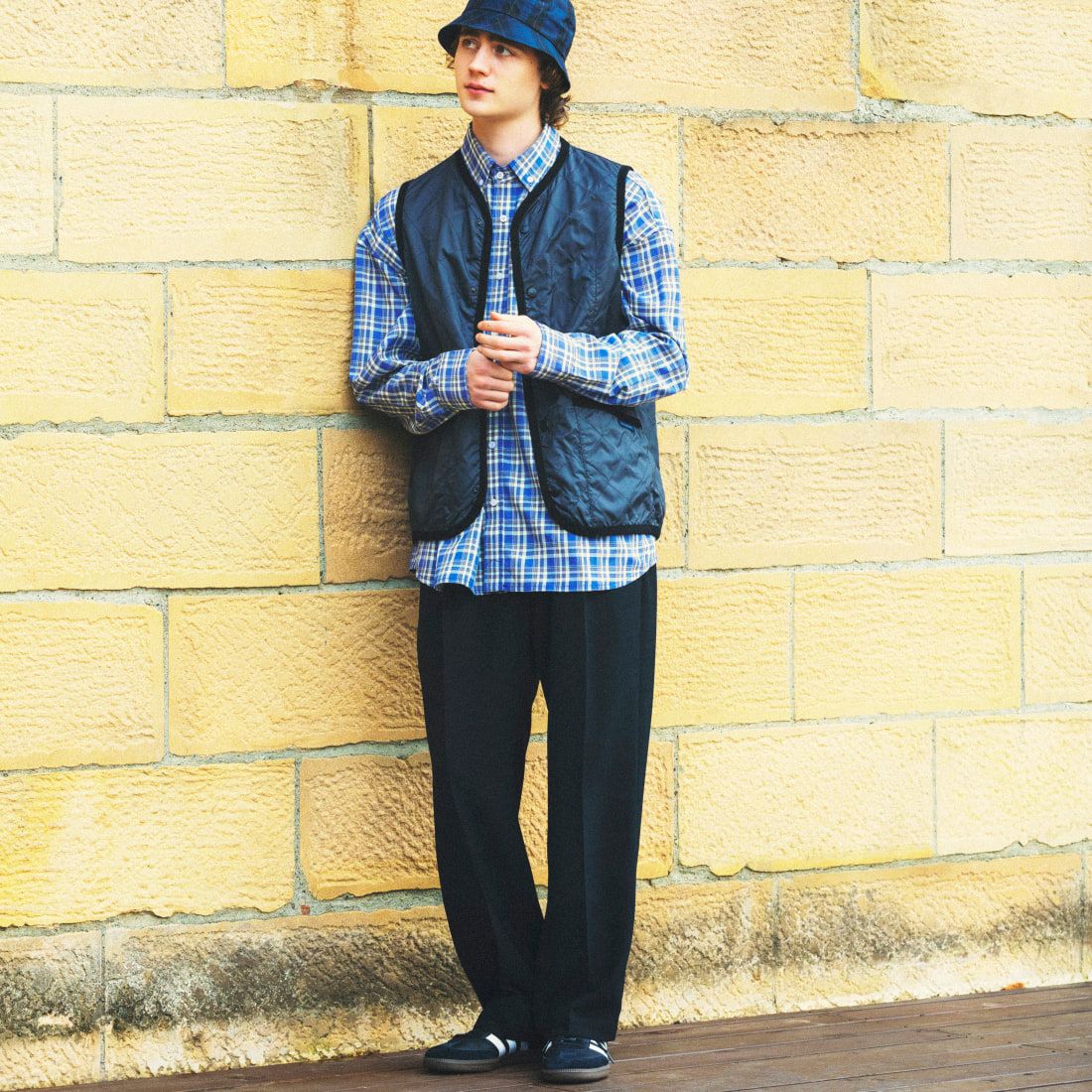 LAVENHAM [ラベンハム] アンワディッド ソーンハム キルティングベスト [LV7045] G95 LAMP B &&モデル身長：180cm 着用サイズ：L&&