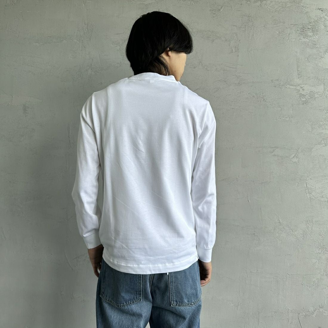 LACOSTE [ラコステ] ベーシックロングスリーブTシャツ [TH5583] 001 WHITE &&モデル身長：179cm 着用サイズ：3&&