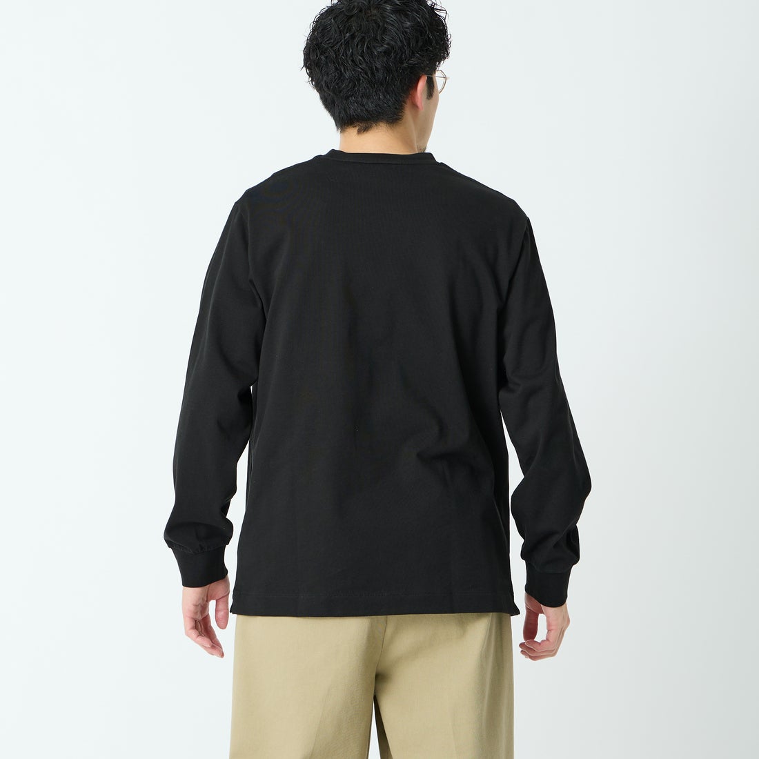 LACOSTE [ラコステ] ベーシックロングスリーブTシャツ [TH5583] 031 BLACK &&モデル身長：168cm 着用サイズ：4&&