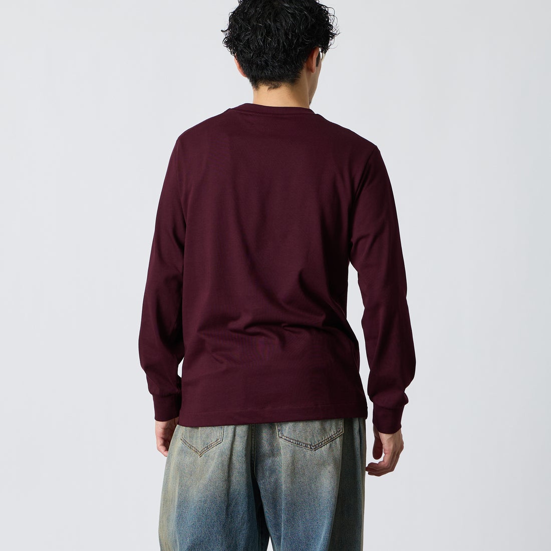 LACOSTE [ラコステ] ベーシックロングスリーブTシャツ [TH5583] 3KE BROWN &&モデル身長：168cm 着用サイズ：3&&