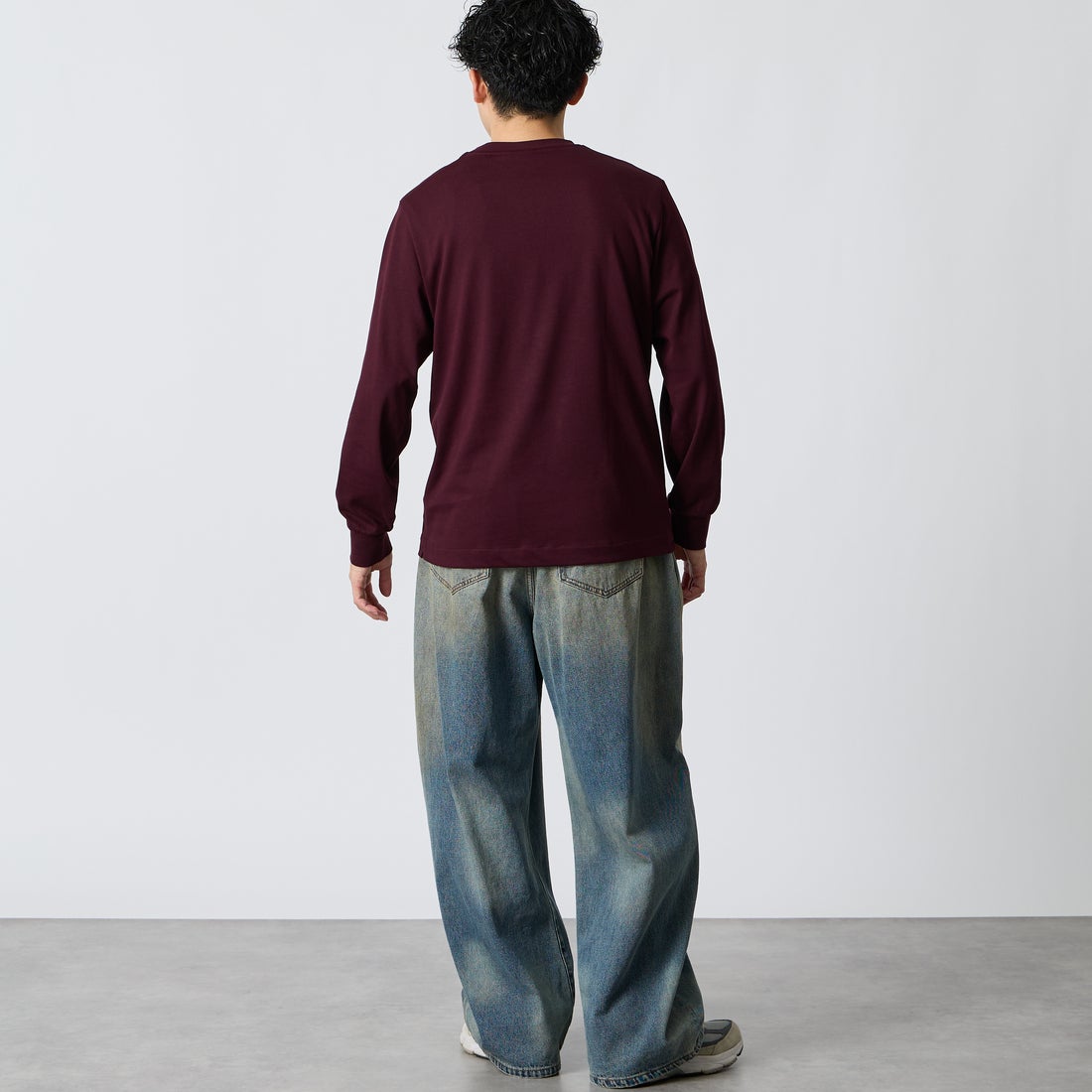 LACOSTE [ラコステ] ベーシックロングスリーブTシャツ [TH5583] 3KE BROWN &&モデル身長：168cm 着用サイズ：3&&
