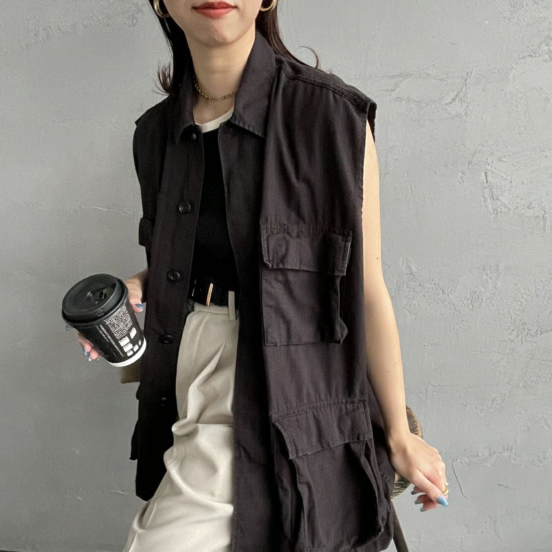 BLACK&&モデル身長：163cm 着用サイズ：L&&