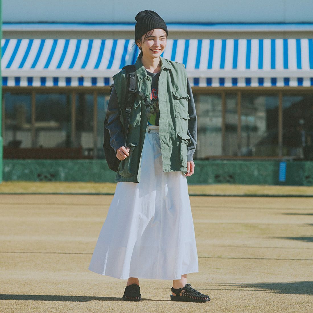 ROTHCO [ロスコ] BDUノースリーブシャツジャケット [BDSH-NOSLEEVE] OLIVE&&モデル身長：165cm 着用サイズ：L&&