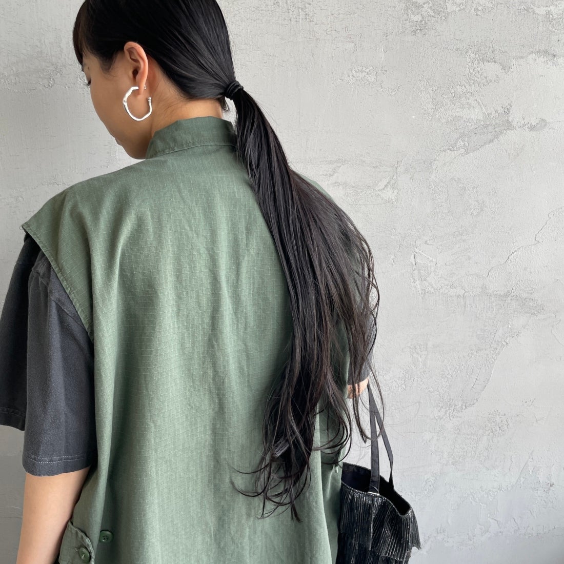 ROTHCO [ロスコ] BDUノースリーブシャツジャケット [BDSH-NOSLEEVE] OLIVE&&モデル身長：156cm 着用サイズ：L&&