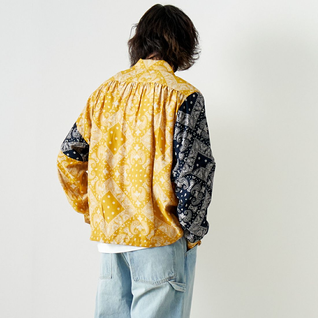 AiE [エーアイイー] ペイズリープリント ZPCシャツ [OT731] BROWN &&モデル身長：182cm 着用サイズ：M&&