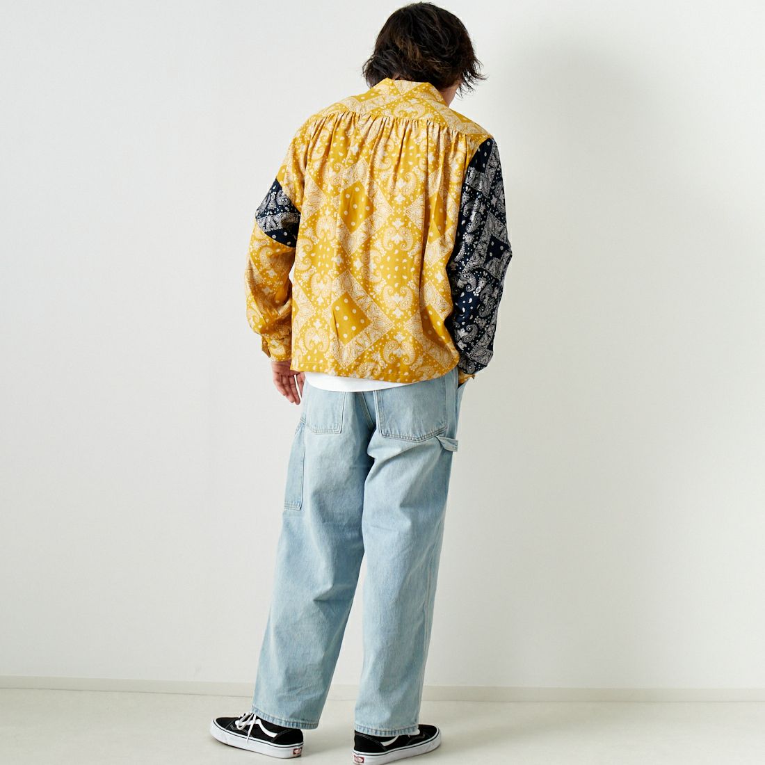 AiE [エーアイイー] ペイズリープリント ZPCシャツ [OT731] BROWN &&モデル身長：182cm 着用サイズ：M&&