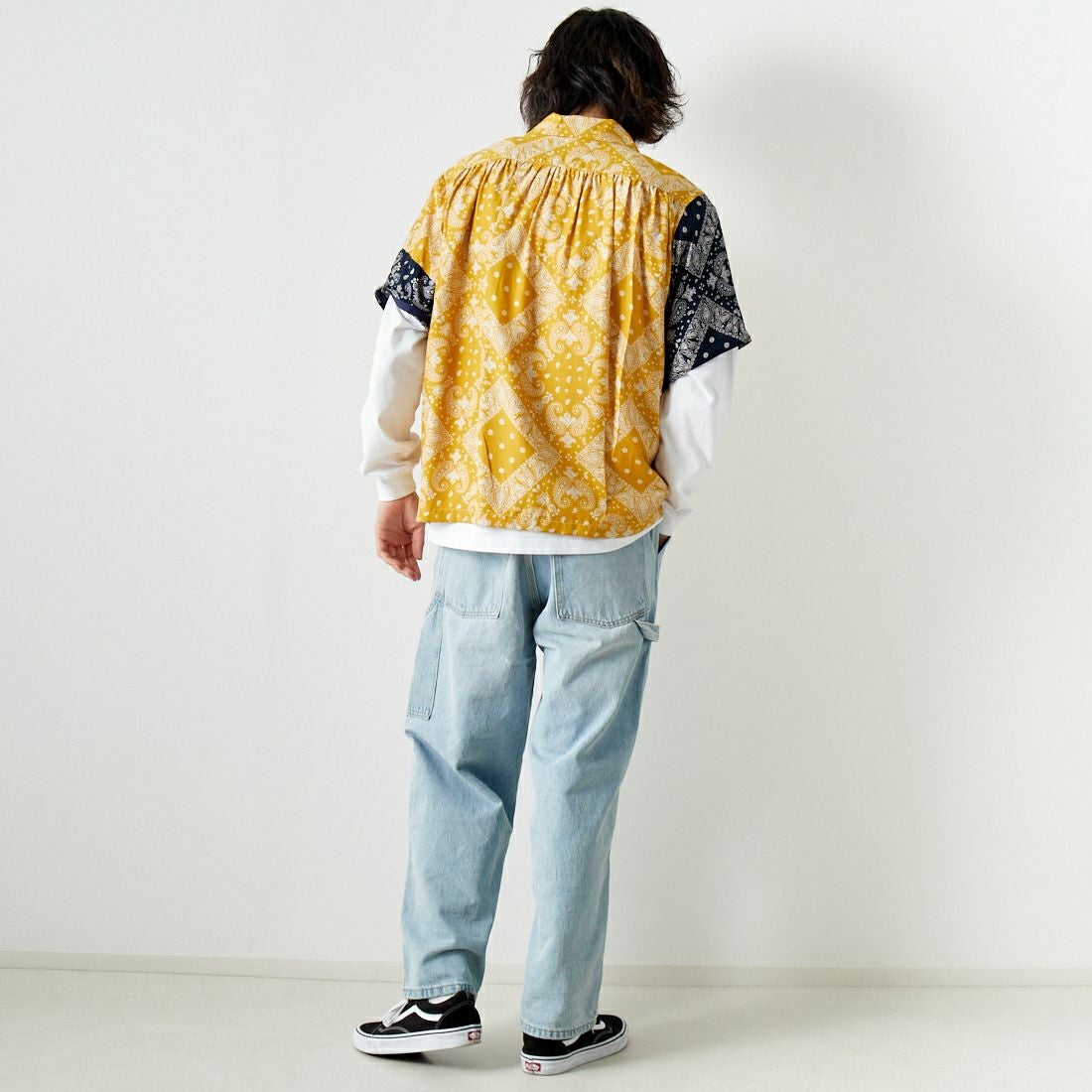 AiE [エーアイイー] ペイズリープリント ZPCシャツ [OT731] BROWN &&モデル身長：182cm 着用サイズ：M&&