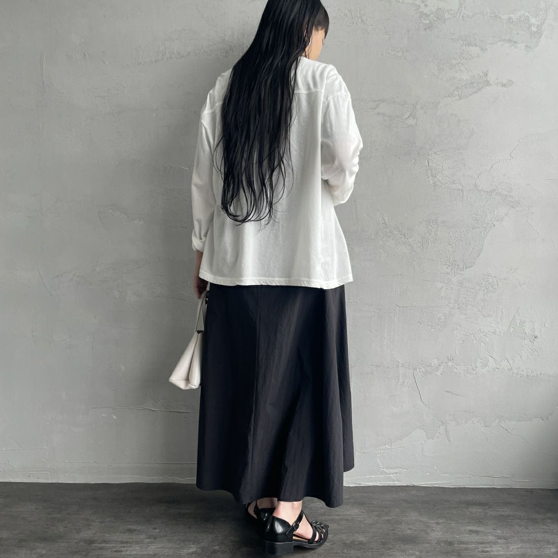 Jeans Factory Clothes [ジーンズファクトリークローズ] ドローコードギャザースカート [21241062] 004 ﾌﾞﾗｯｸ &&モデル身長：156cm 着用サイズ：F&&