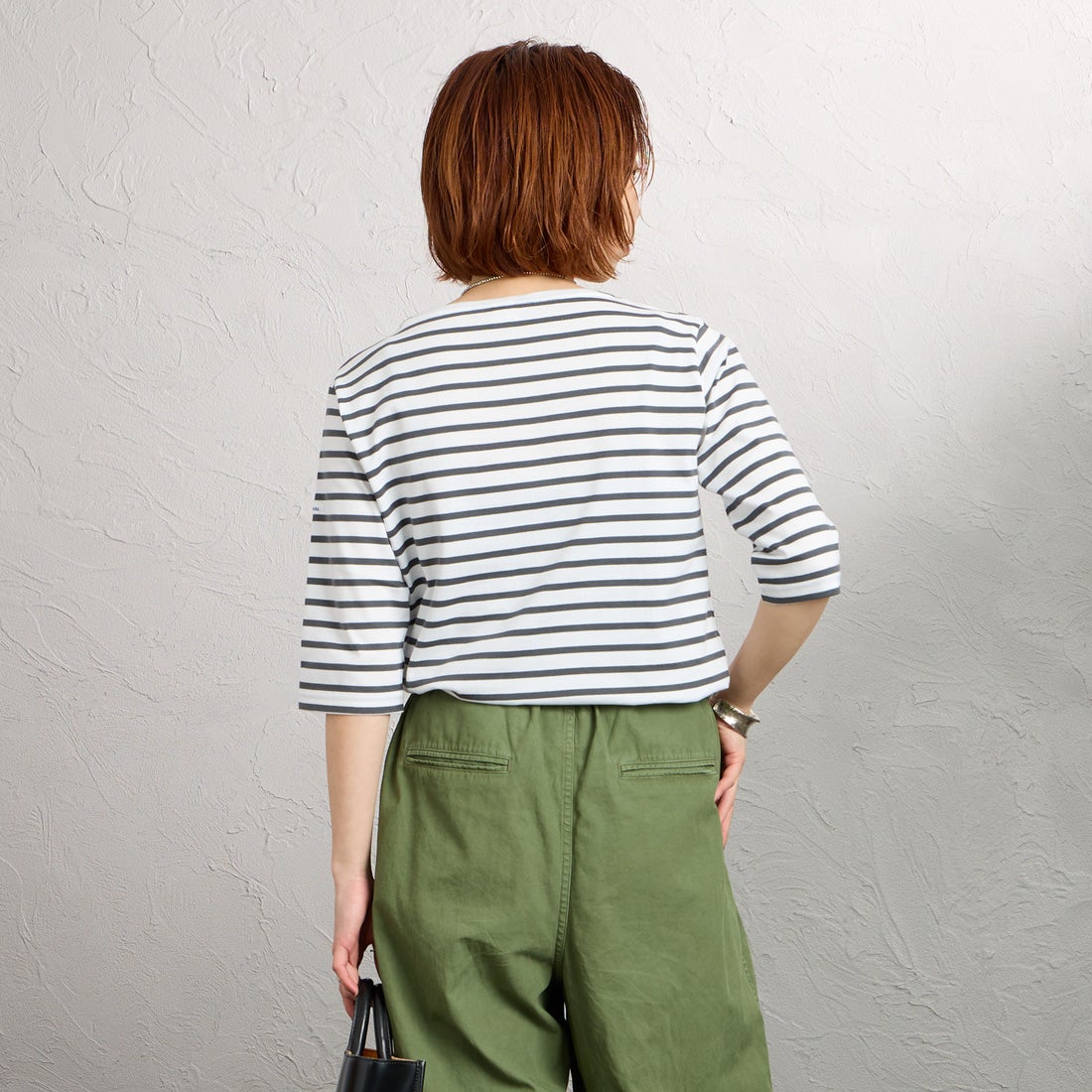 ORCIVAL [オーシバル] ハーフスリーブ ボーダーTシャツ [OR-C0136BFJ] WH/F.GREY &&モデル身長：158cm 着用サイズ：2&&