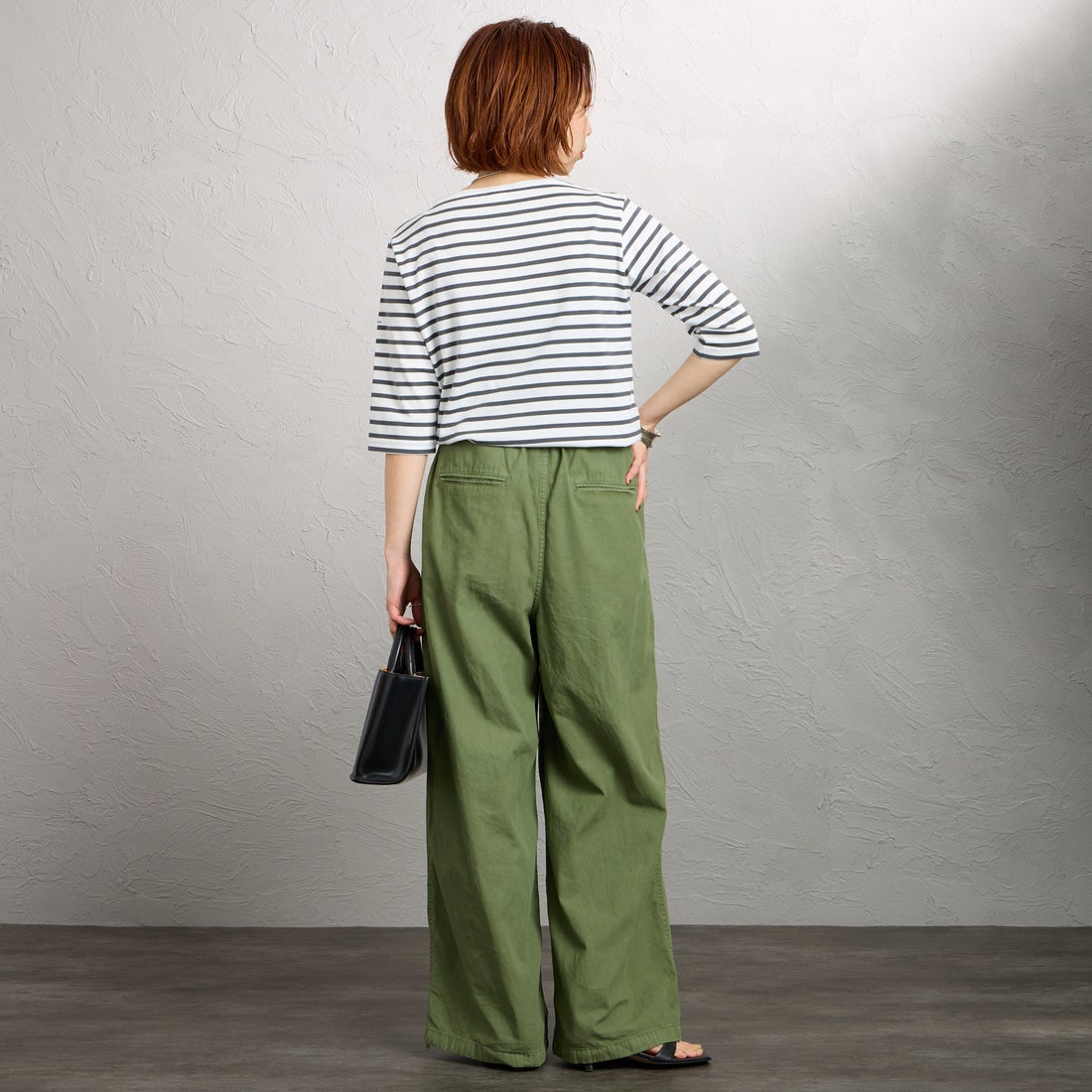 ORCIVAL [オーシバル] ハーフスリーブ ボーダーTシャツ [OR-C0136BFJ] WH/F.GREY &&モデル身長：158cm 着用サイズ：2&&