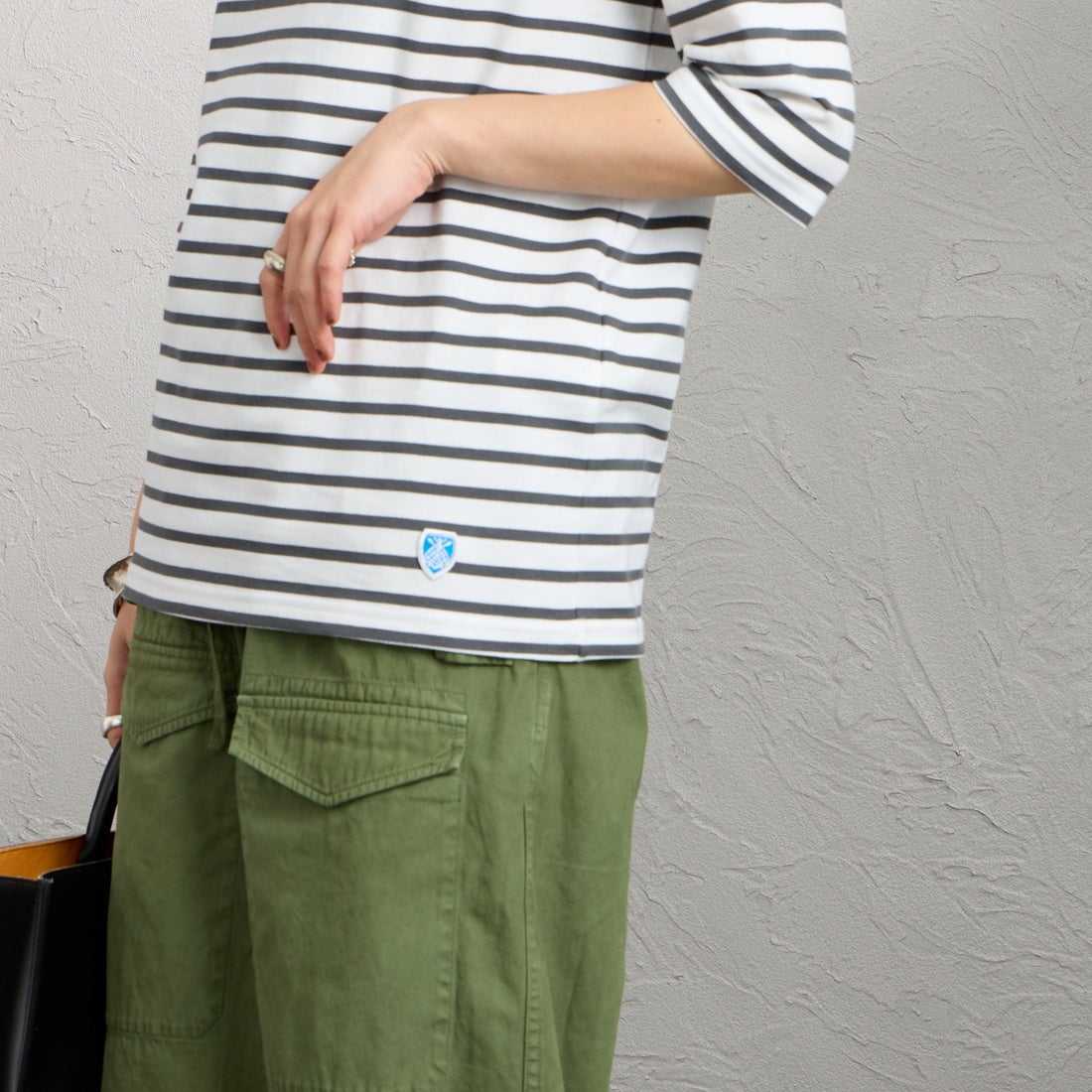 ORCIVAL [オーシバル] ハーフスリーブ ボーダーTシャツ [OR-C0136BFJ] WH/F.GREY &&モデル身長：158cm 着用サイズ：2&&