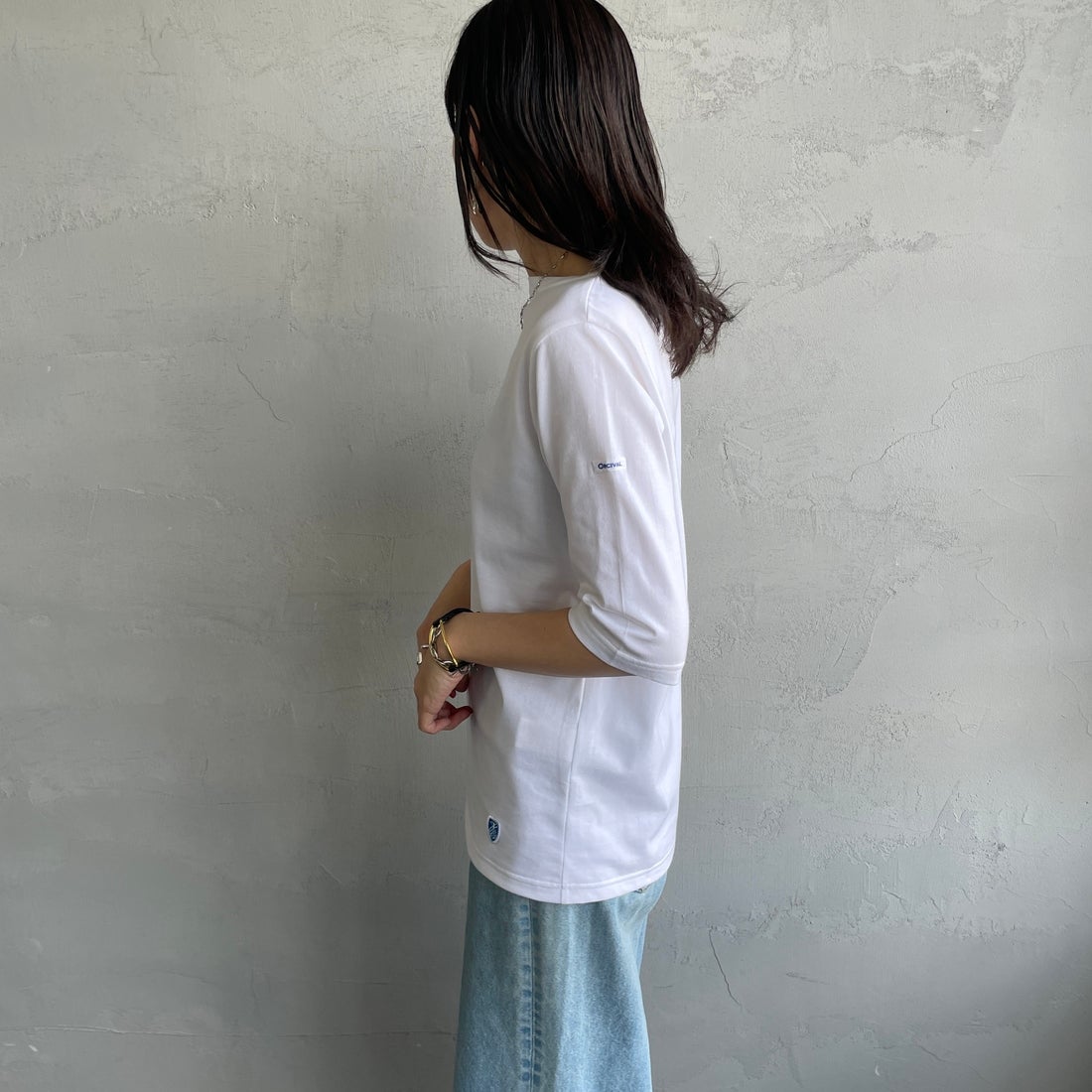 ORCIVAL [オーシバル] ハーフスリーブ ボーダーTシャツ [OR-C0136BFJ] WHITE &&モデル身長：160cm 着用サイズ：2&&
