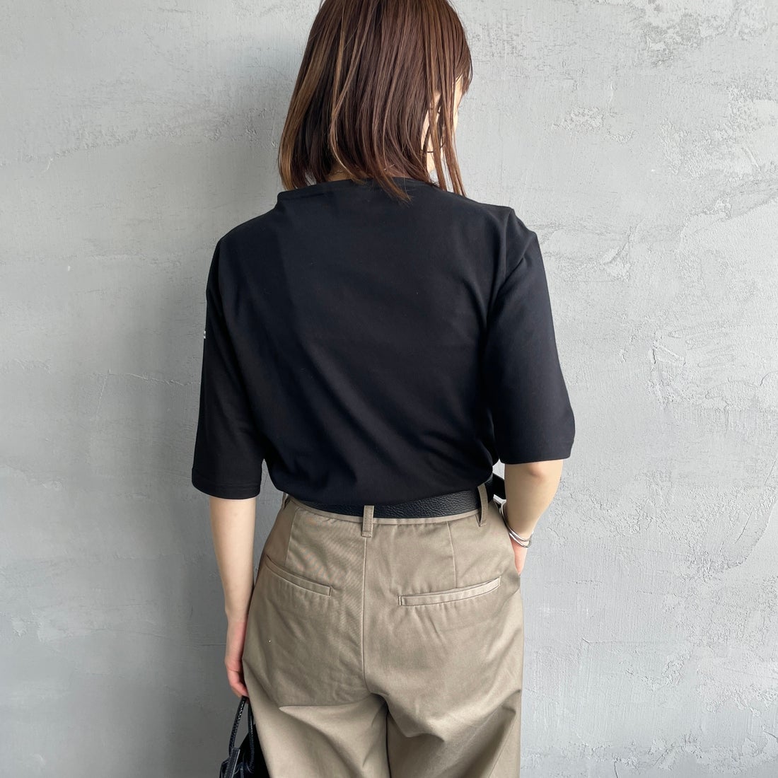 ORCIVAL [オーシバル] ハーフスリーブ ボーダーTシャツ [OR-C0136BFJ] BLACK &&モデル身長：158cm 着用サイズ：2&&