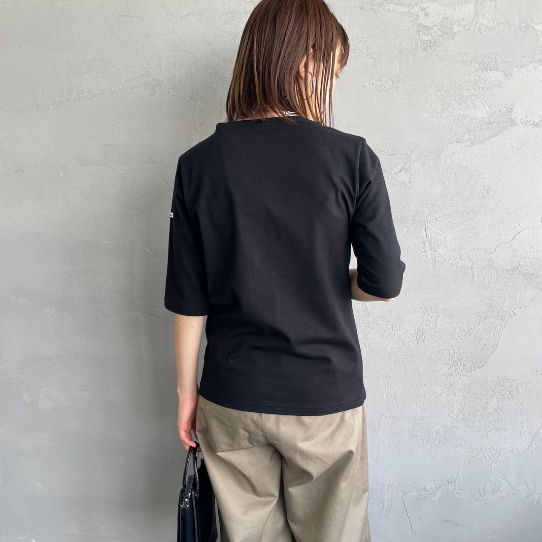 ORCIVAL [オーシバル] ハーフスリーブ ボーダーTシャツ [OR-C0136BFJ] BLACK &&モデル身長：158cm 着用サイズ：2&&