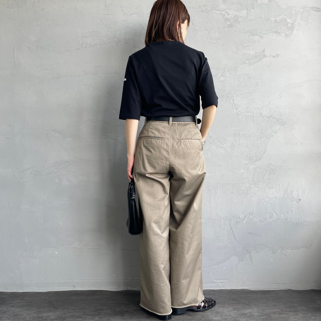 ORCIVAL [オーシバル] ハーフスリーブ ボーダーTシャツ [OR-C0136BFJ] BLACK &&モデル身長：158cm 着用サイズ：2&&