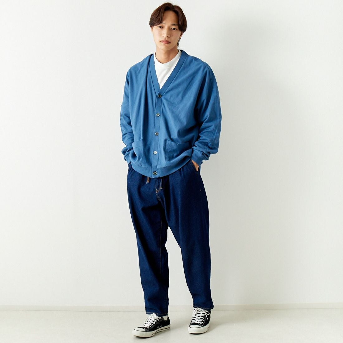 SLICK [スリック] ドライアムンゼン ドルマンスリーブカーディガン [5155843] 225 F.BLUE &&モデル身長：179cm 着用サイズ：2&&