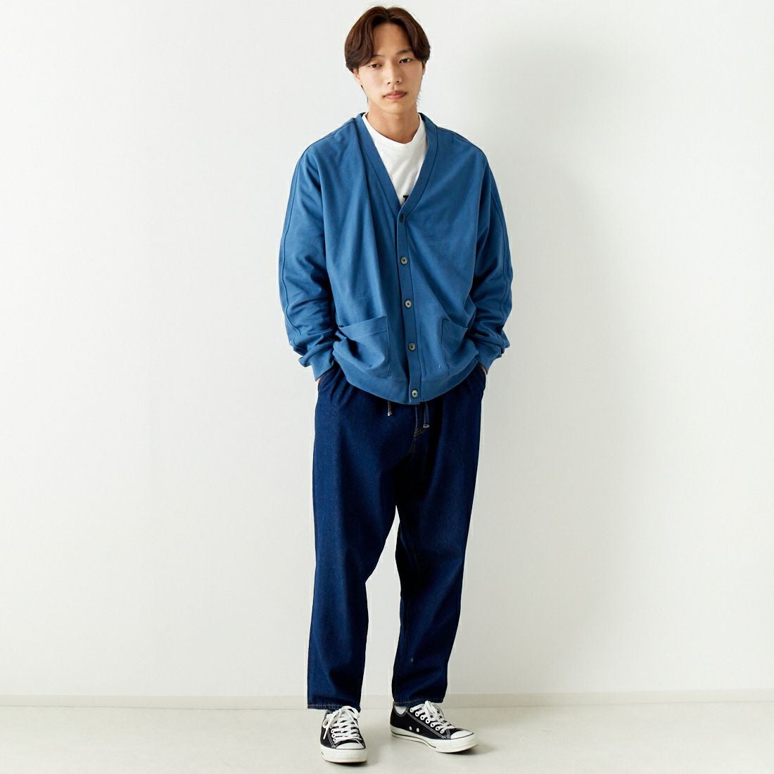 SLICK [スリック] ドライアムンゼン ドルマンスリーブカーディガン [5155843] 225 F.BLUE &&モデル身長：179cm 着用サイズ：2&&