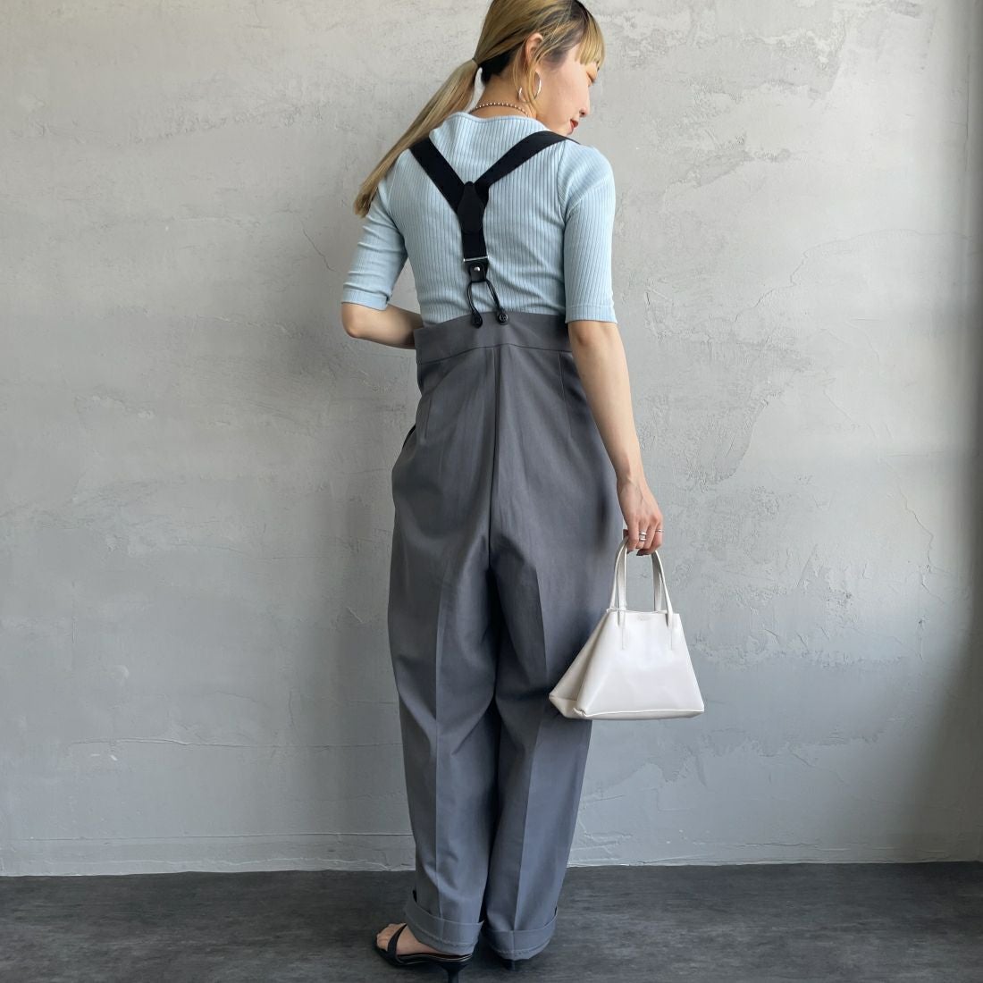 Noir Fabrik [ヌワールファブリック] ボートネックリブカットソー [JFS-C022] AQUA &&モデル身長：156cm 着用サイズ：0&&