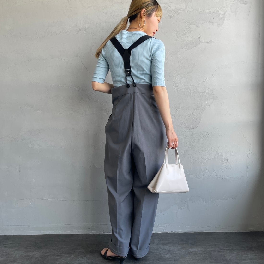 Noir Fabrik [ヌワールファブリック] ボートネックリブカットソー [JFS-C022] AQUA &&モデル身長：156cm 着用サイズ：0&&