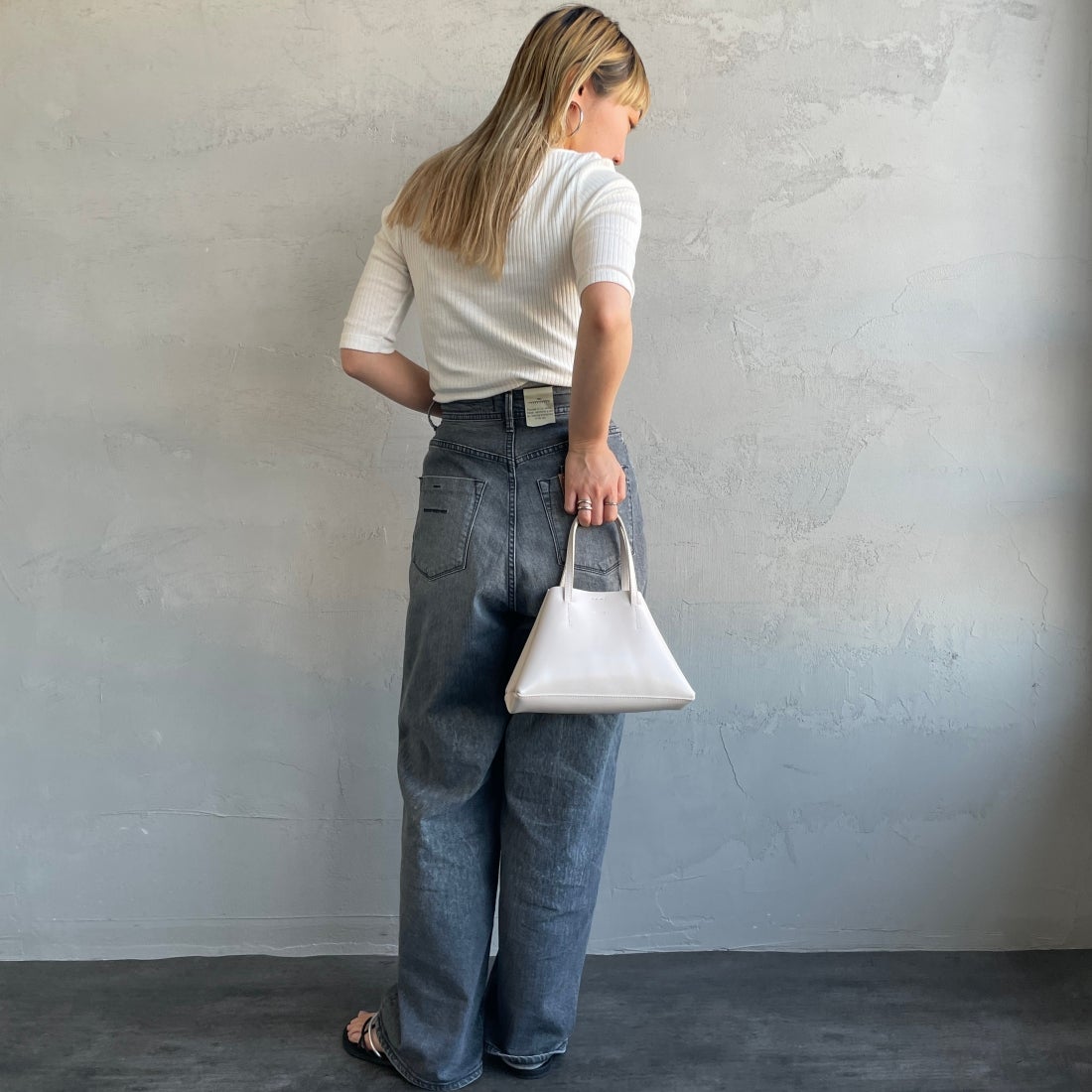 Noir Fabrik [ヌワールファブリック] ボートネックリブカットソー [JFS-C022] O.WHITE &&モデル身長：156cm 着用サイズ：0&&