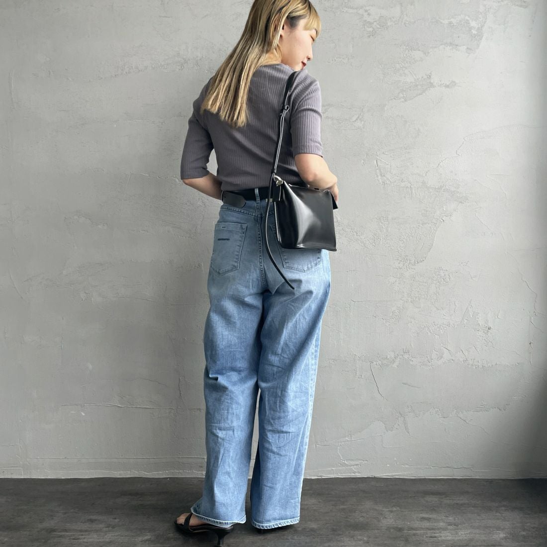 Noir Fabrik [ヌワールファブリック] ボートネックリブカットソー [JFS-C022] CHARCOAL &&モデル身長：156cm 着用サイズ：1&&