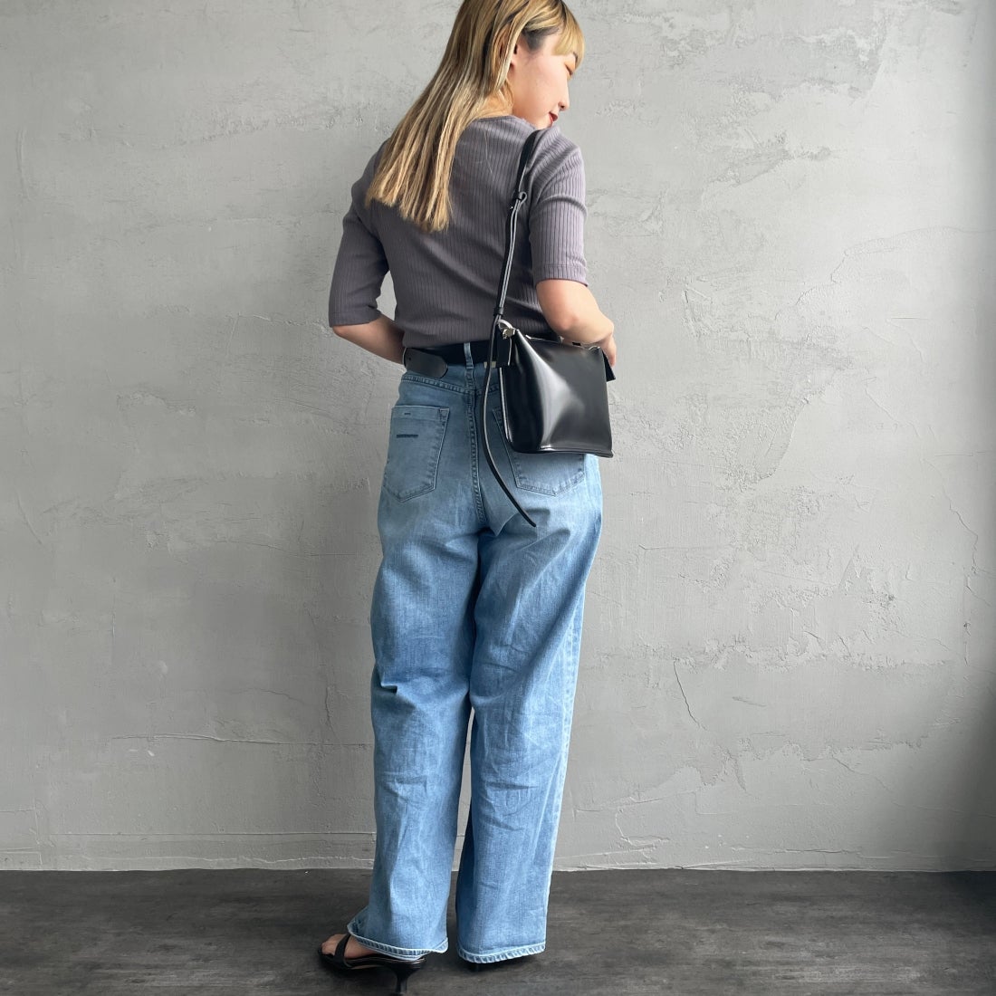 Noir Fabrik [ヌワールファブリック] ボートネックリブカットソー [JFS-C022] CHARCOAL &&モデル身長：156cm 着用サイズ：1&&